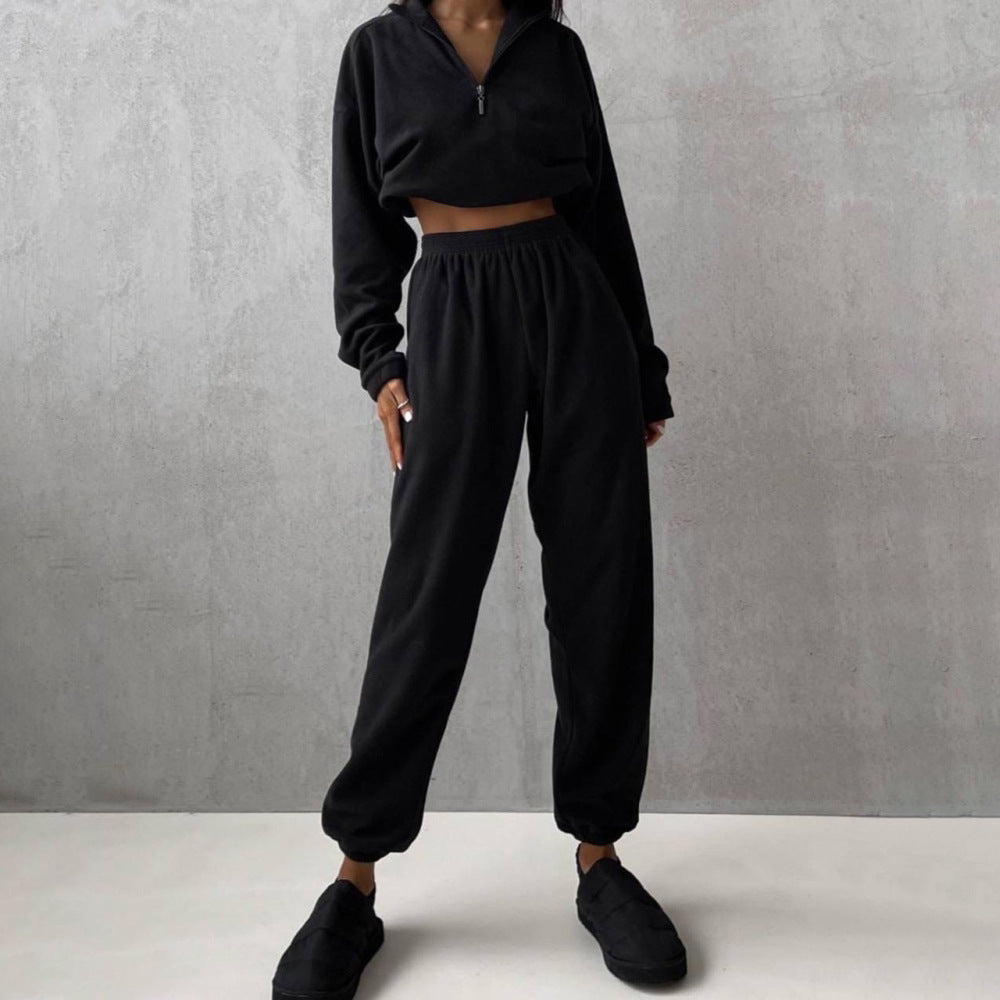 Women's Half Zipper Lapel Fashion Casual Exercise Suits
