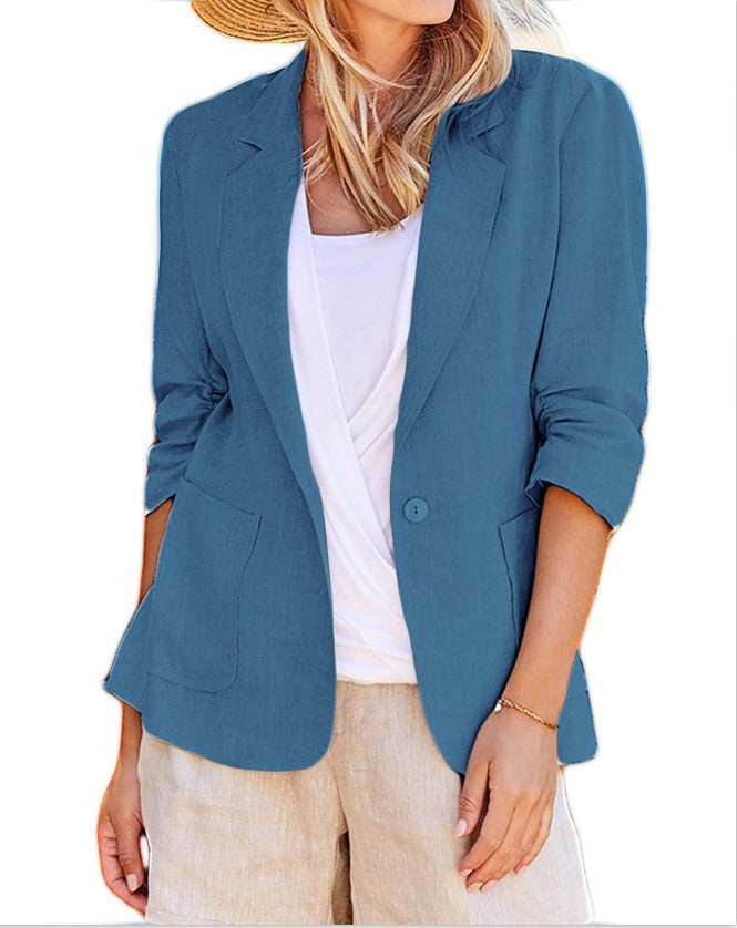 Women's Summer Temperament Sleeve Solid Color Collar Blazers
