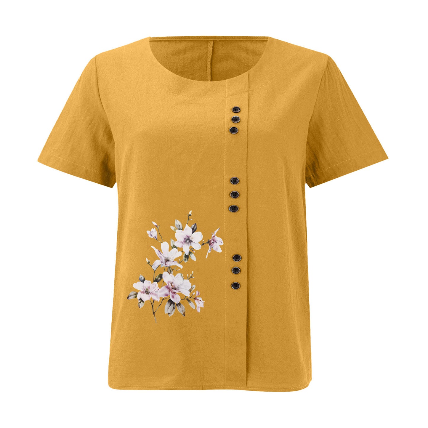 Women's Cotton Linen Retro Casual Loose Short-sleeved Blouses