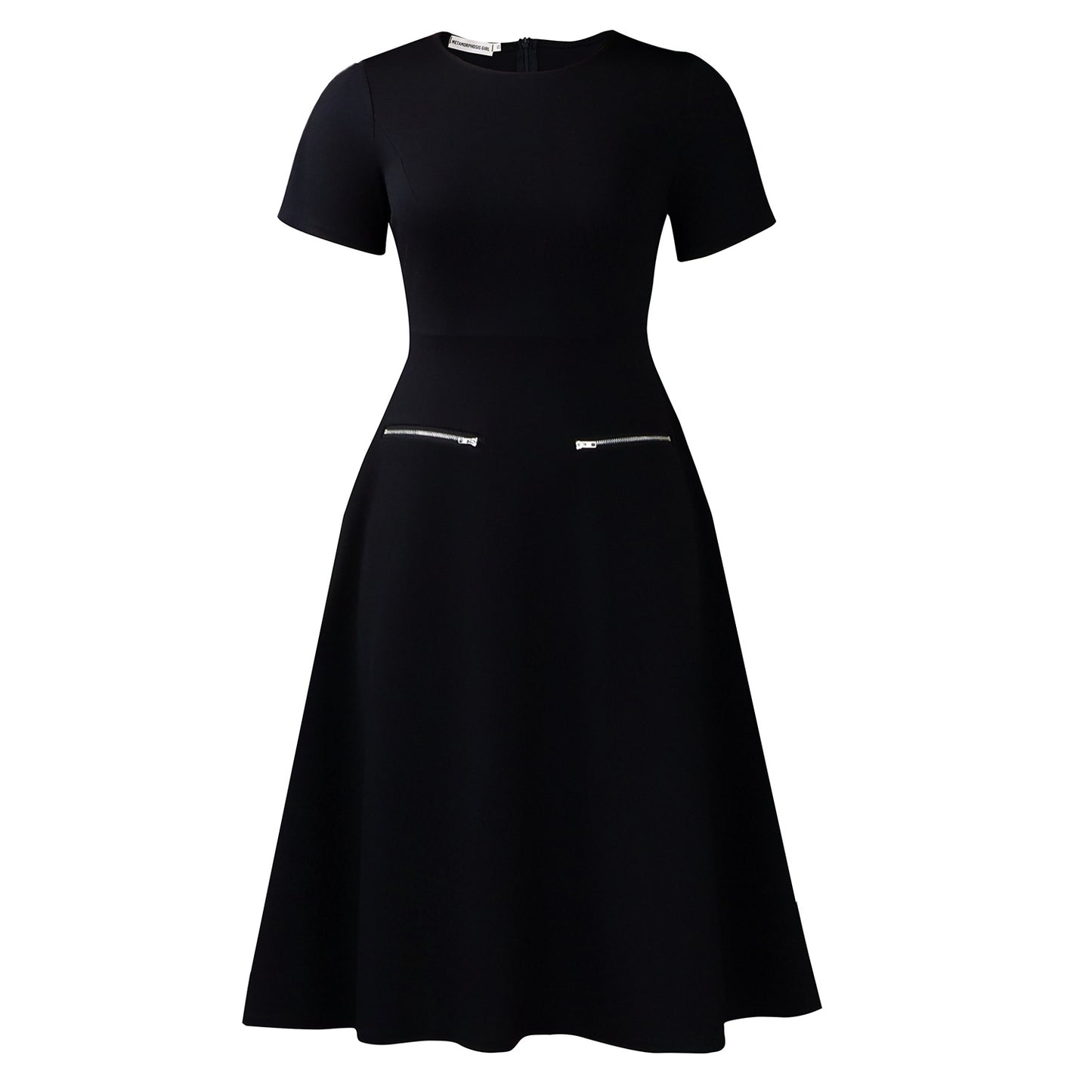 Women's Elegant Temperament Round Neck Waist Trimming Slimming Dress