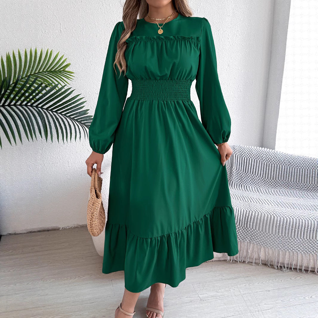 Women's Solid Color Elegant Wooden Ear Cinched Pleated Clothing