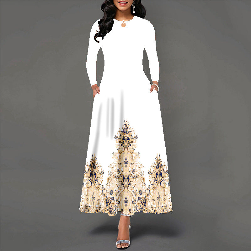 Women's Dress Loose Long Sleeve High Waist Dresses