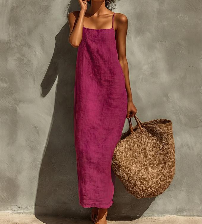 Women's Suspender Retro Loose Temperament Vacation Style Dress