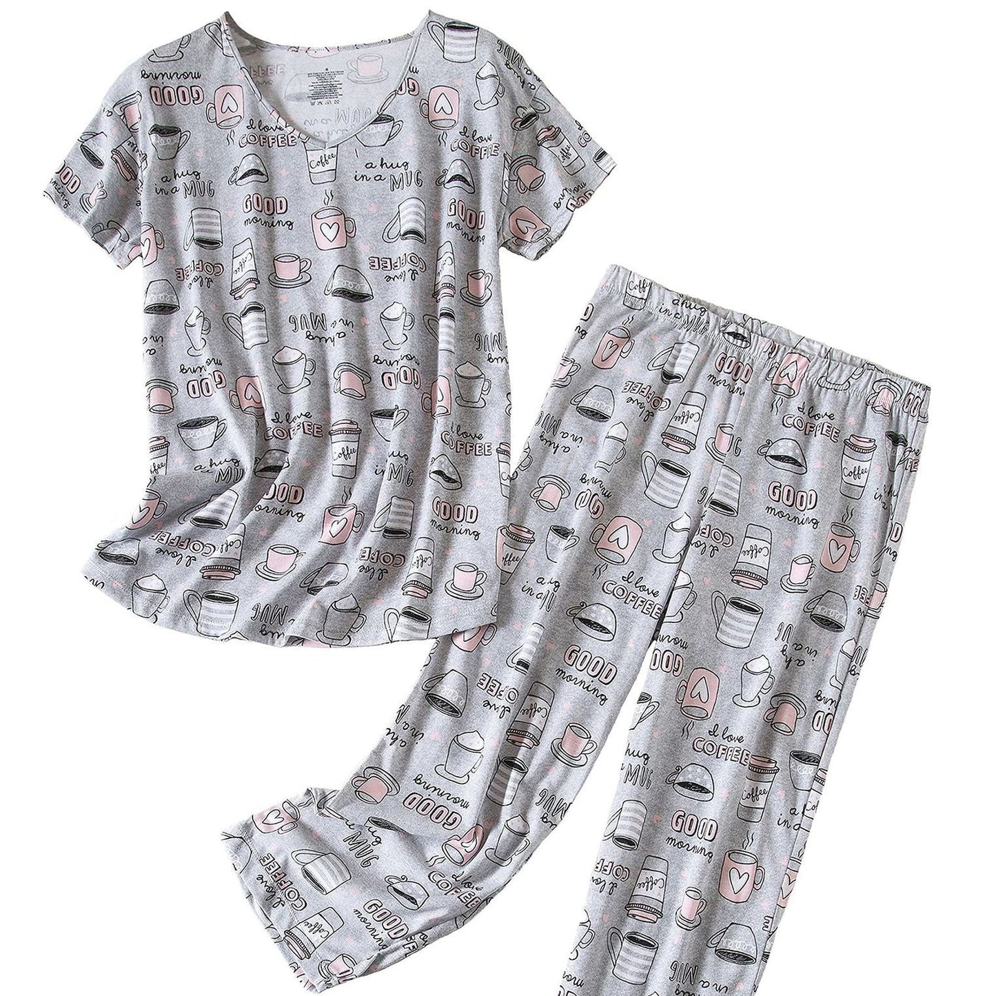 Women's Short-sleeved Cropped Knitted Cotton Pajama Fashion Casual Suit