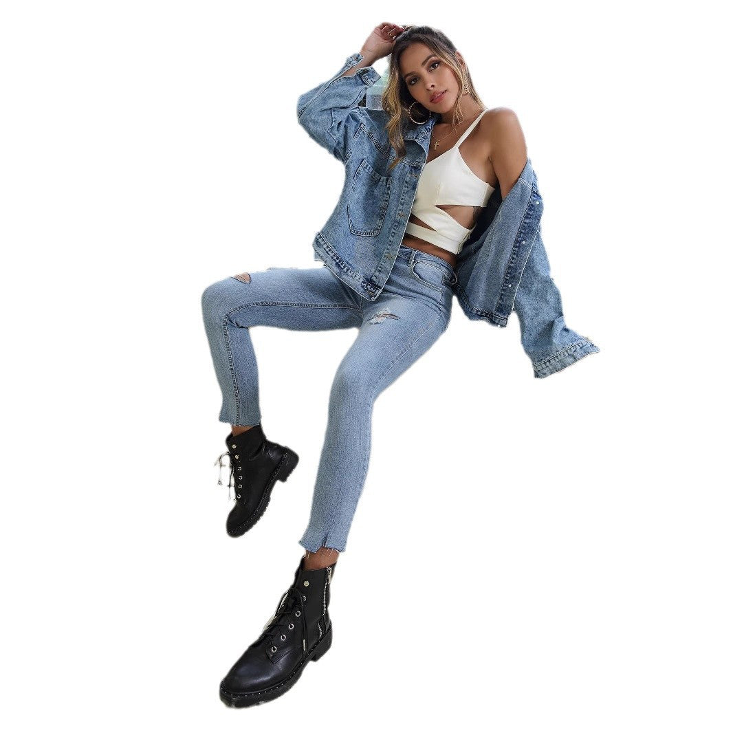 Women's Loose Casual With Big Pockets Denim Jackets