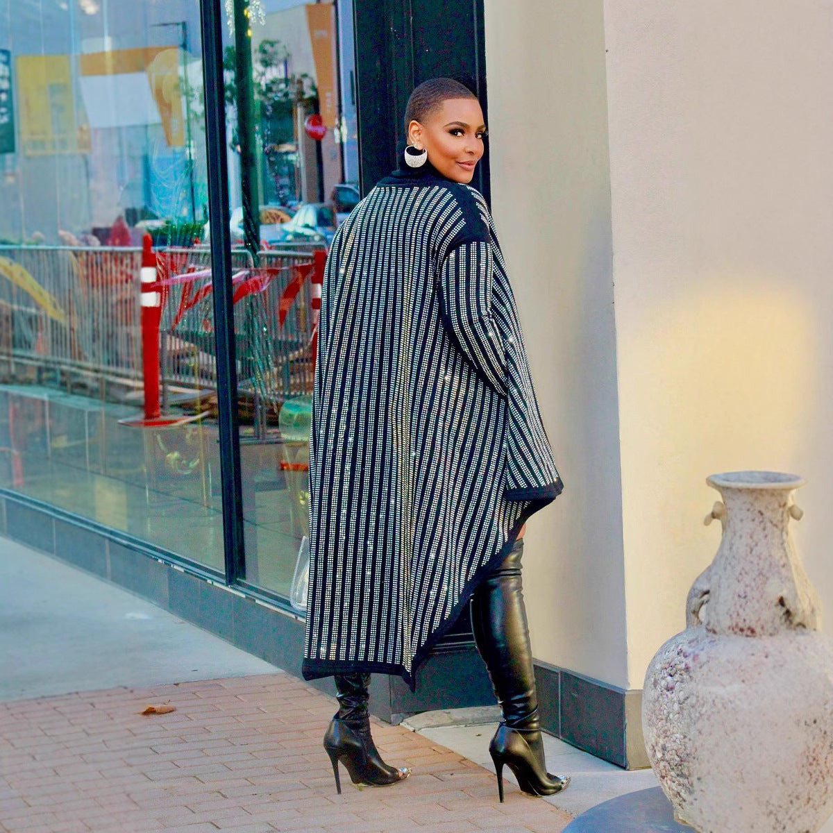 Full Body Rhinestone Dress Spring Bottom Thick Sweaters