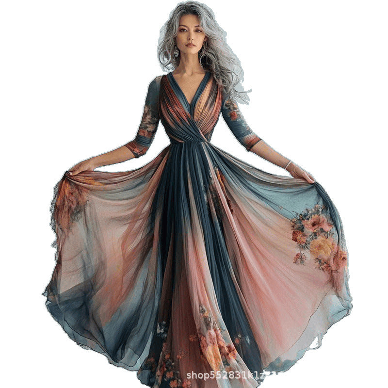 Long Sleeve Dress Bohemian Vacation Style Dresses