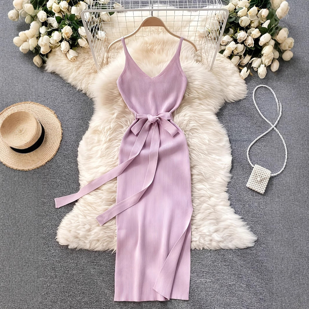 Elegant Casual Waist Slimming Knitted With Dress