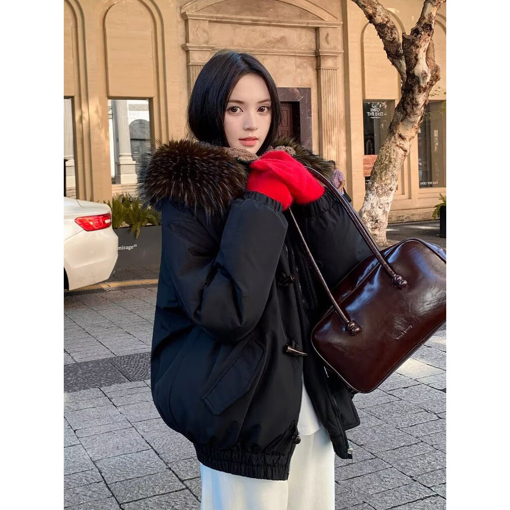 Women's Retro Large Fur Collar Cotton Clothes Winter Coats