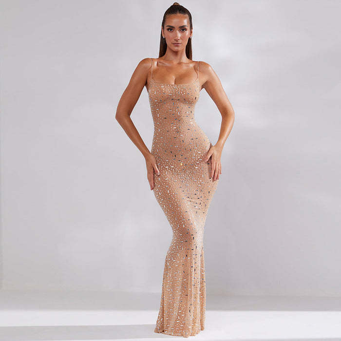 Women's Light Diamond Sexy Sling Mermaid Long Dresses