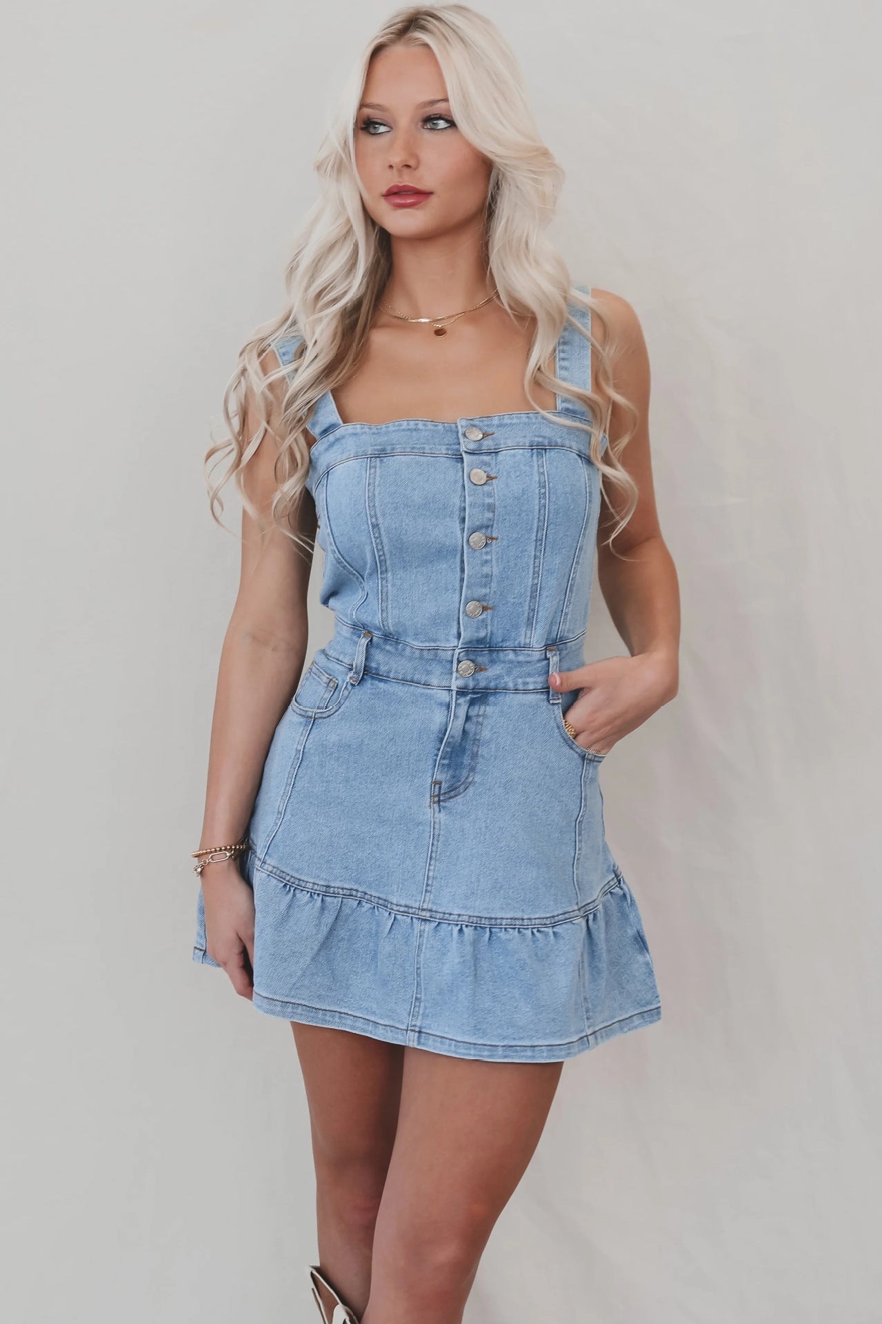 Women's Temperament Commute Fashion Suspenders Hot Denim Dresses