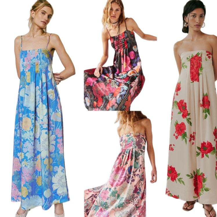 Temperament Commute Floral Print Dress High Waist Dresses