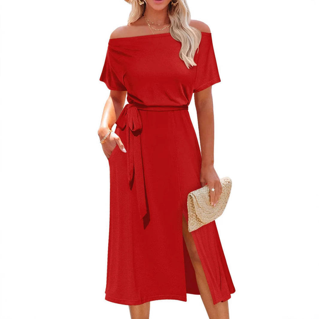 Women's Summer Sleeve Waist Slit Mid-length Shorts
