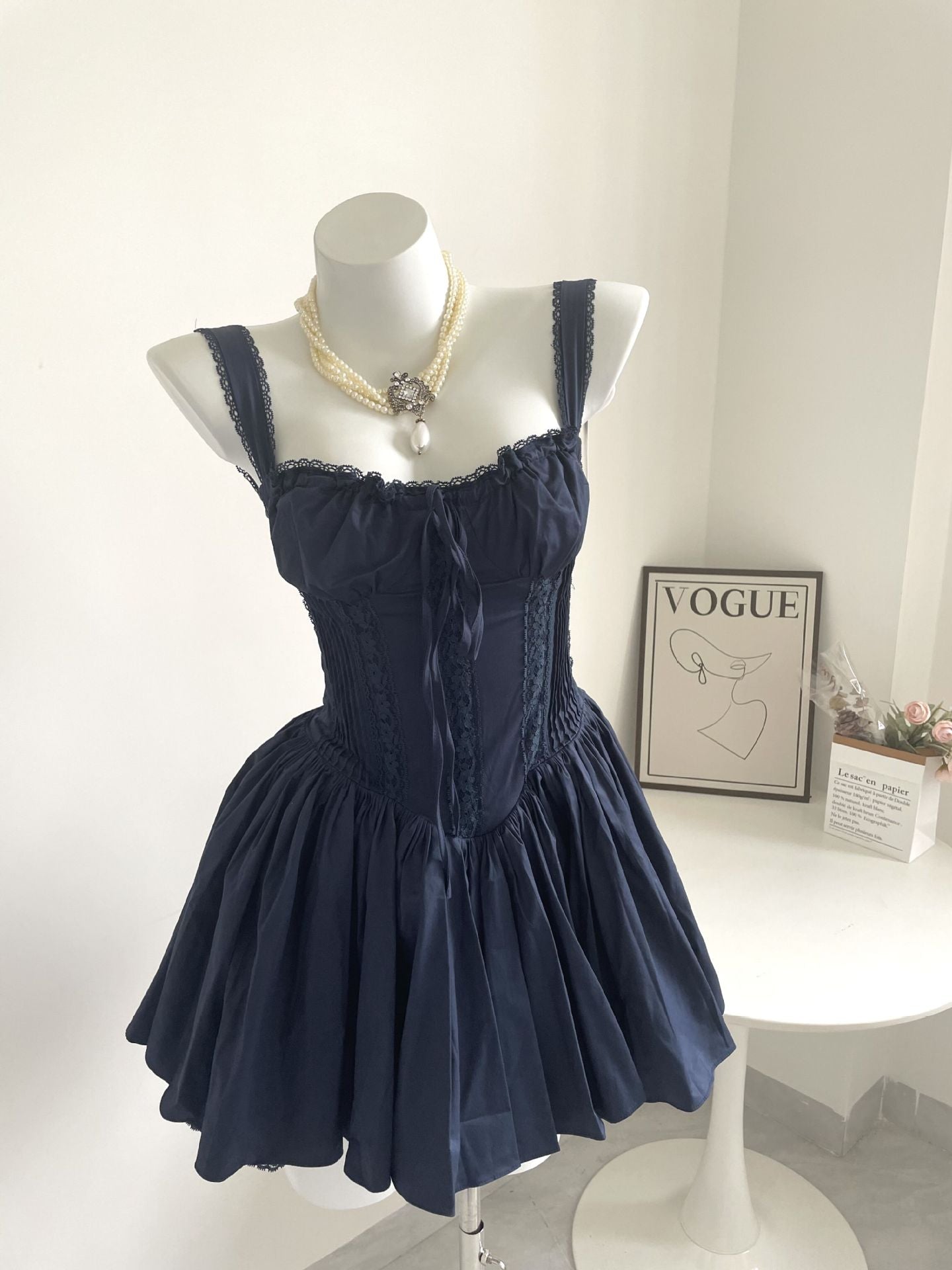 Aurore Fishbone Cinched Waist Suspender Pure Dresses