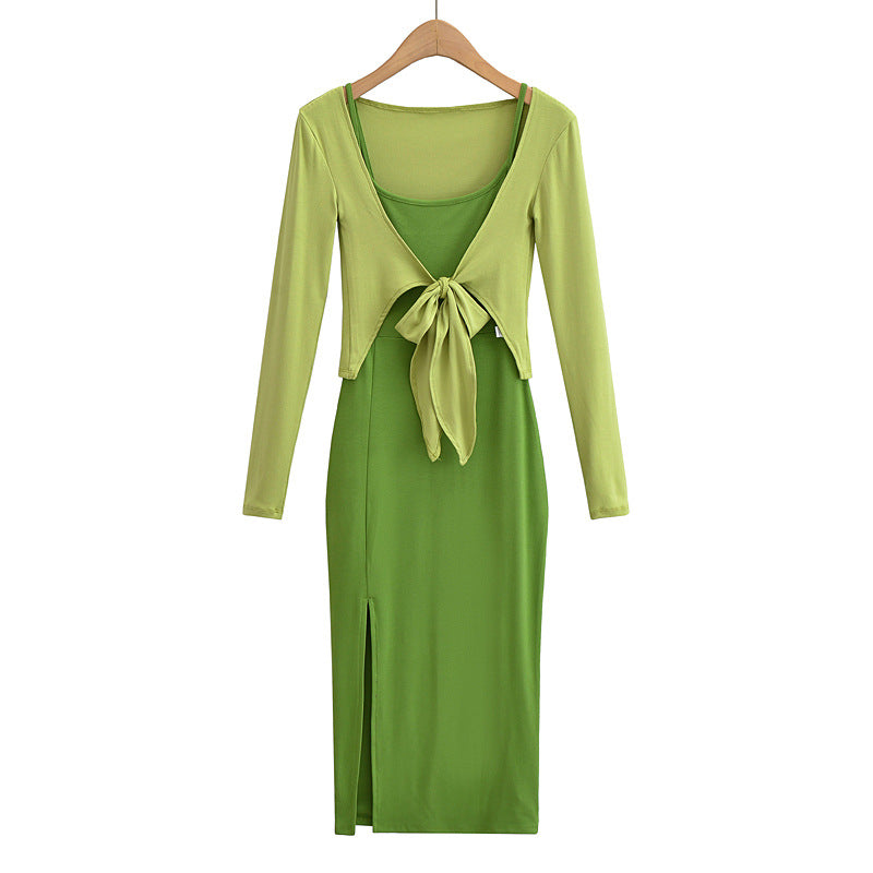 Dark Light Contrast Color Wear Bottoming Dresses