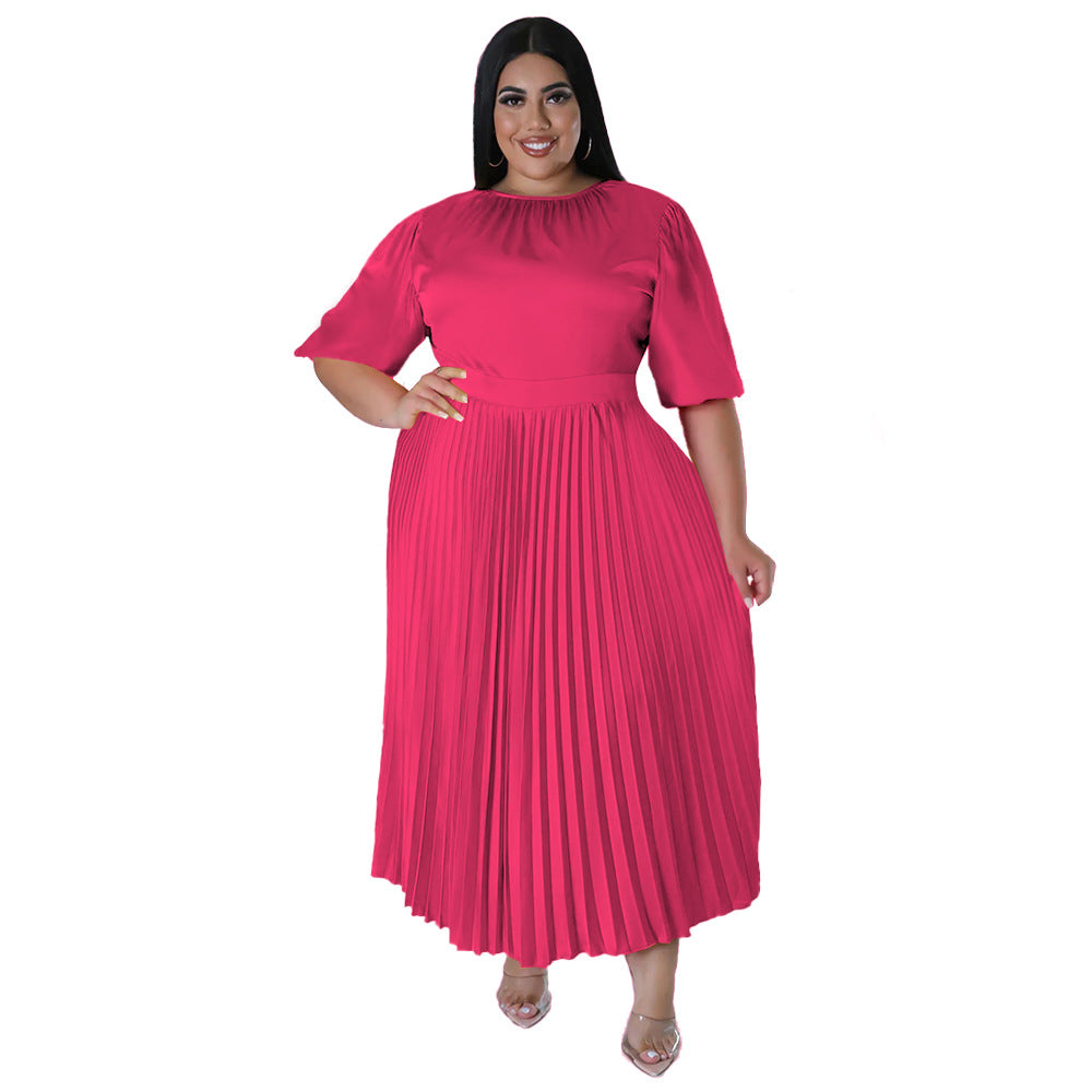 Women's Charming Pleated Long Dress Sleeve Shorts