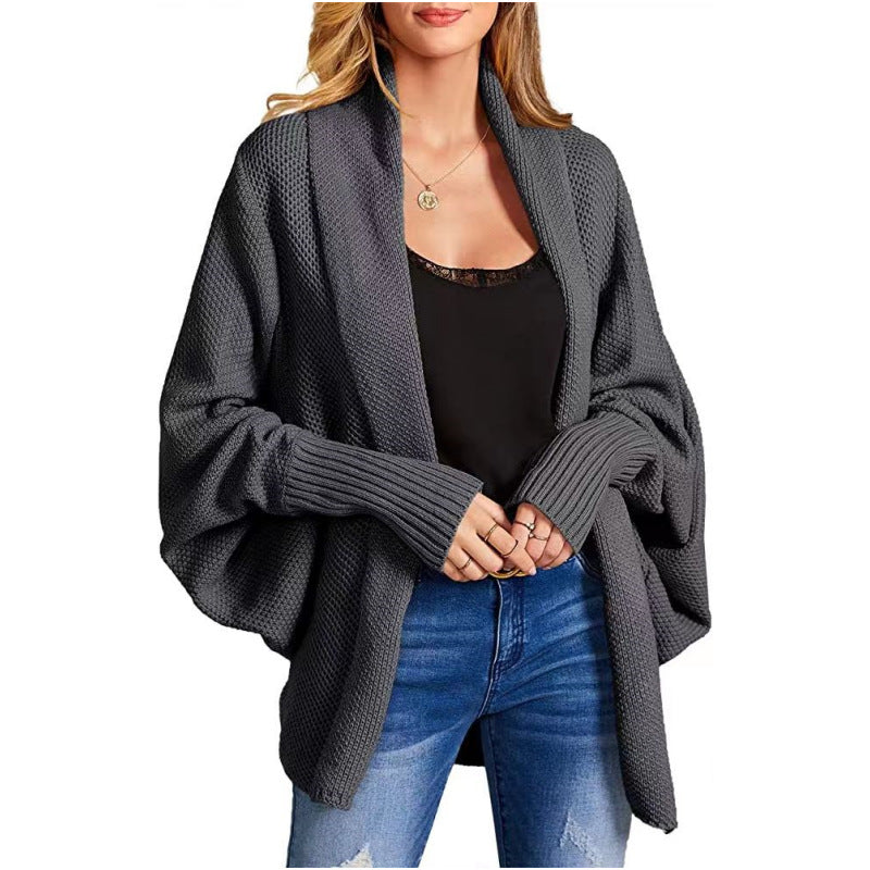 Glamorous Knitted Shawl Batwing Sleeve Oversized Sweater