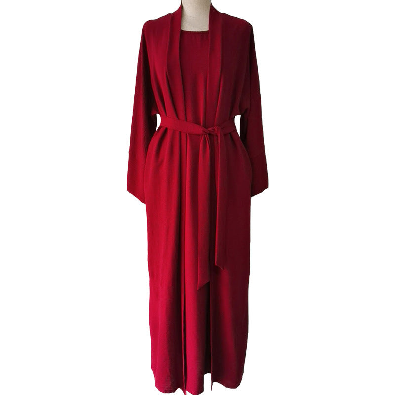 Pattern Elegant Belt Long Sleeve Two-piece Suits