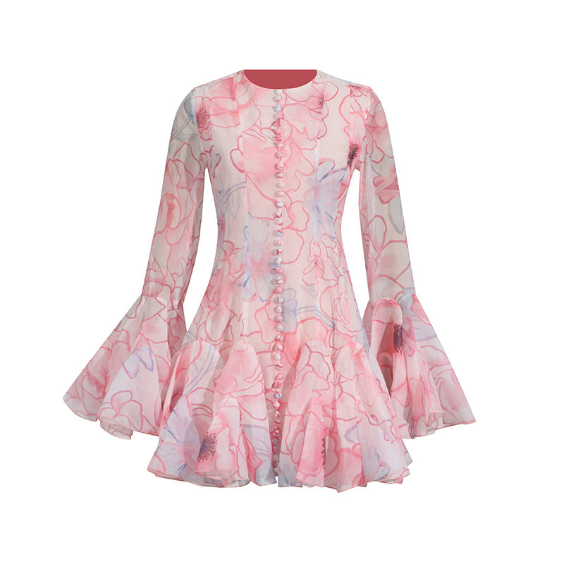 Sweet Sexy Summer Round Neck Petal Sleeve Elegant Dresses