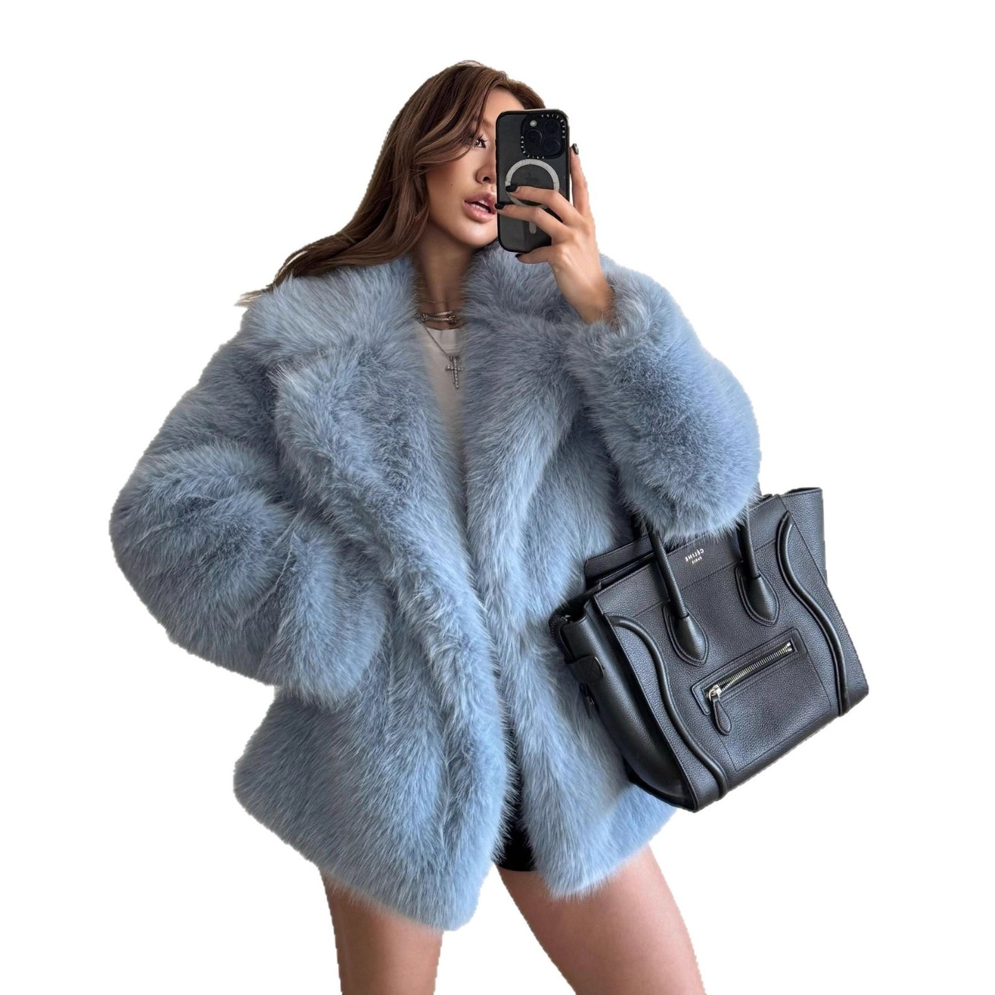 Women's Imported Fox Fur Mid-length Light Fashionable Coats