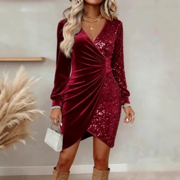 Sexy Fashion Sequins Veet Slim Fit Dress