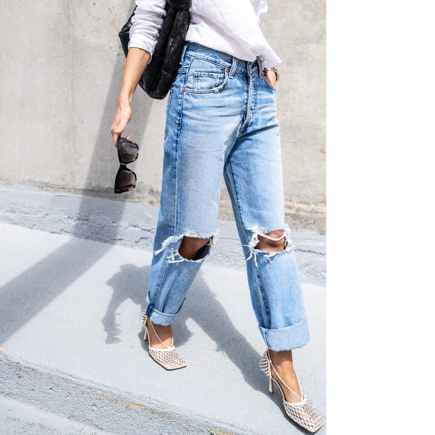 Women's Ripped Leisure Boyfriend Style Trousers Jeans