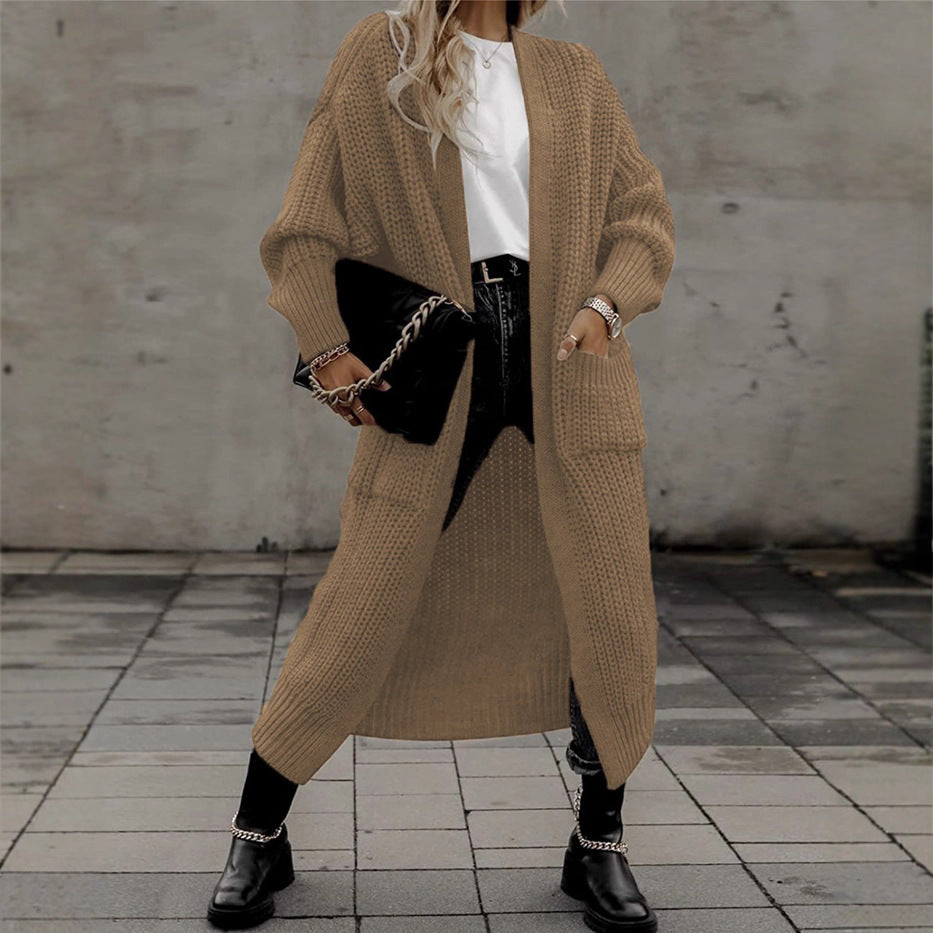 Women's Long Pocket Oversized Knit Loose Women's Sweater