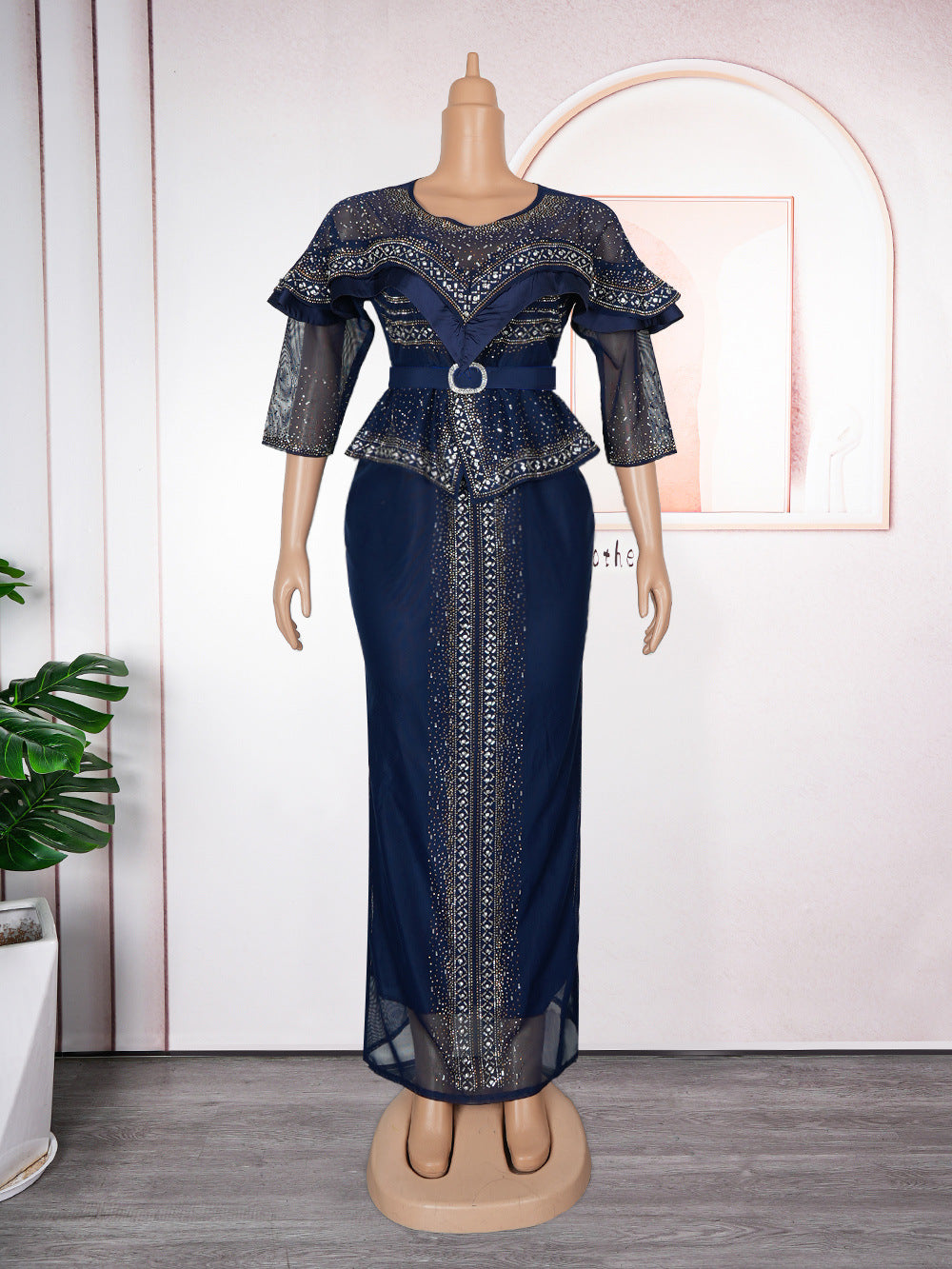 Women's Sexy Hot Rhinestone Beaded Dress African Dresses