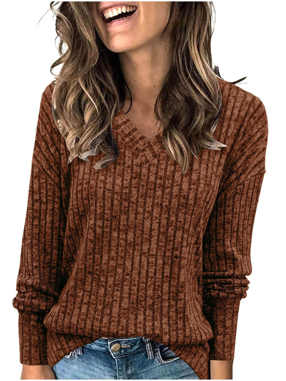 Women's Sunken Stripe Long-sleeved T-shirt Fashion Temperament Tops