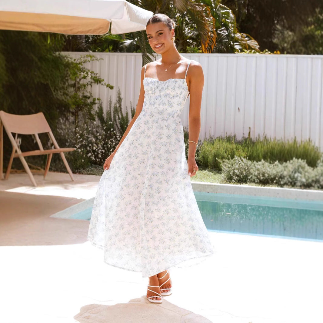 French Style Long Dress Strap Beach For Dresses