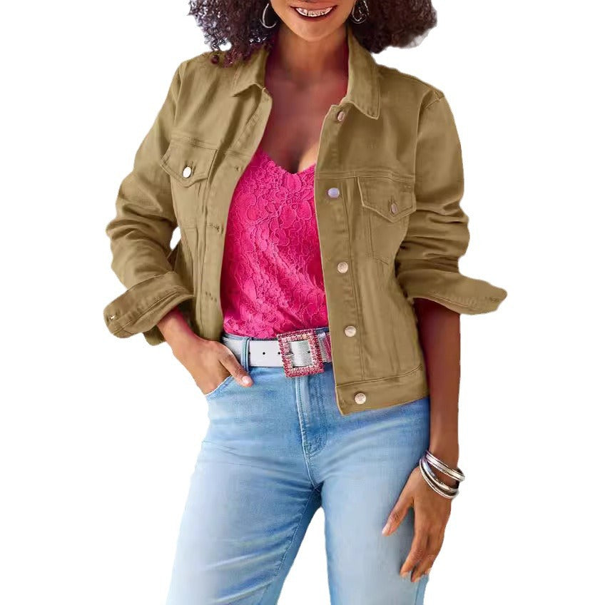 Women's Summer Russian Colorful Denim Casual Slim Jackets