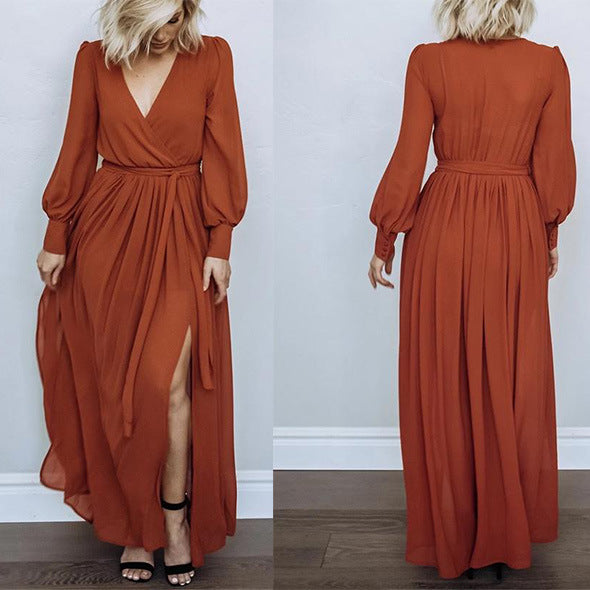 Women's Banquet Dress Swing High Waist Slit Dresses