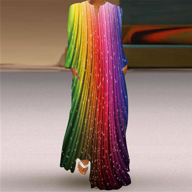 Women's Pretty Printed Long-sleeved Dress Small Dresses