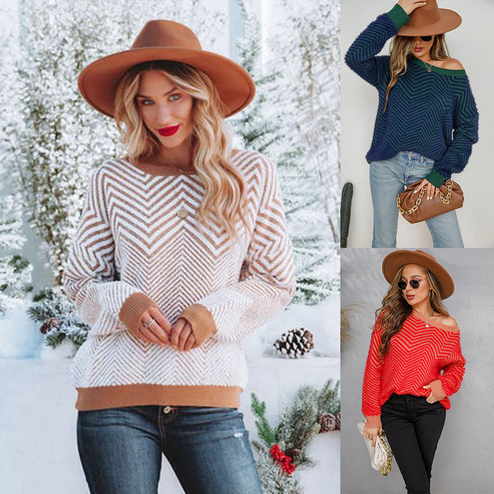 Women's Spring Round Neck Pullover Long Sleeve Sweater