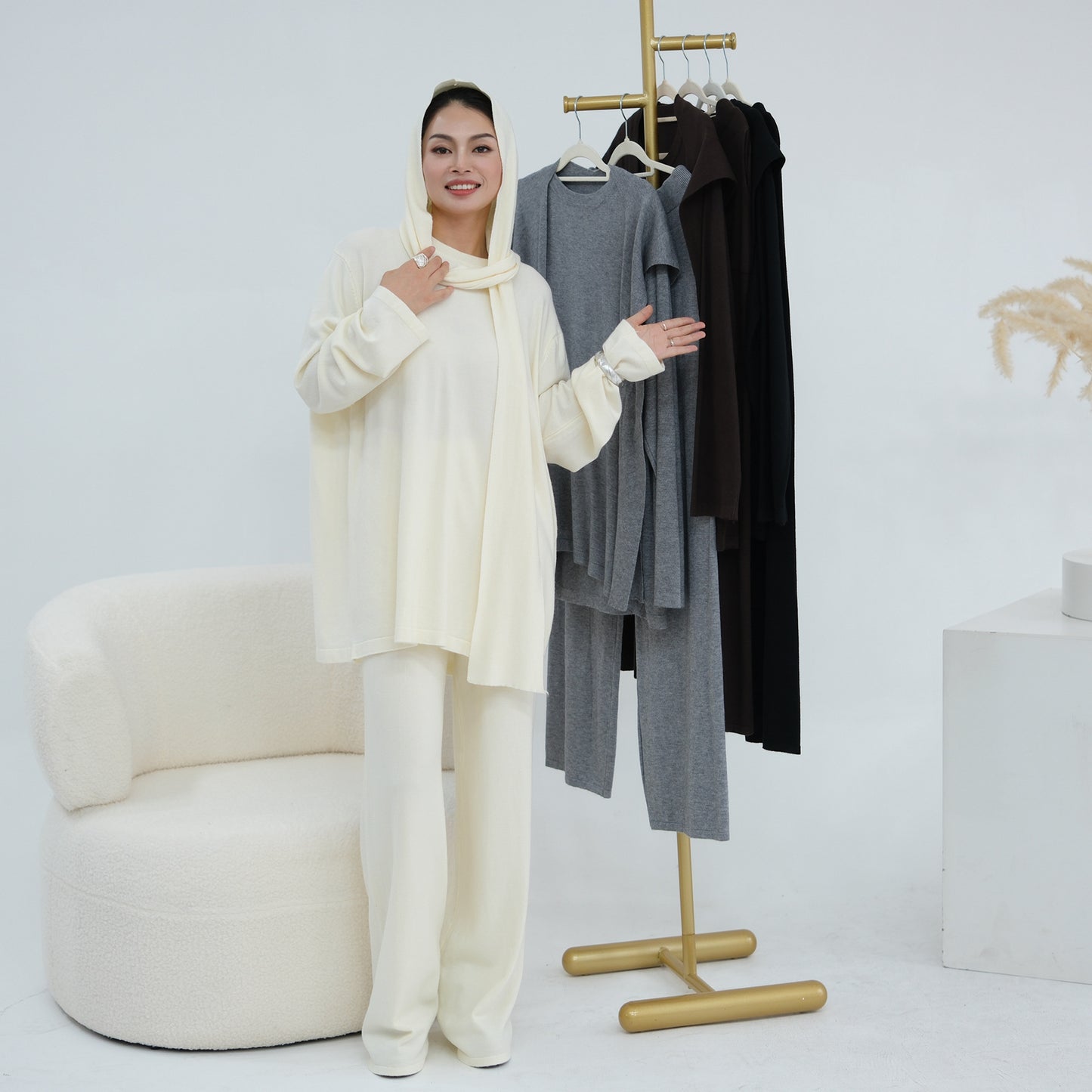 Turkey Knitting Solid Color Two-piece Set Suits