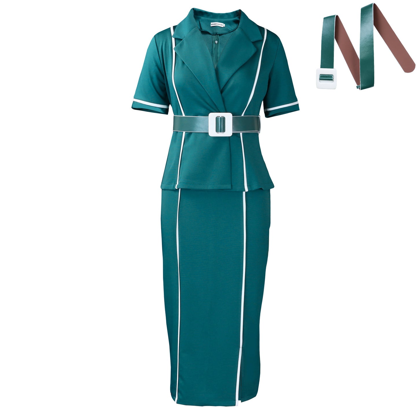 Women's Fashion Sleeve Collar High Waist Ruffles Dress