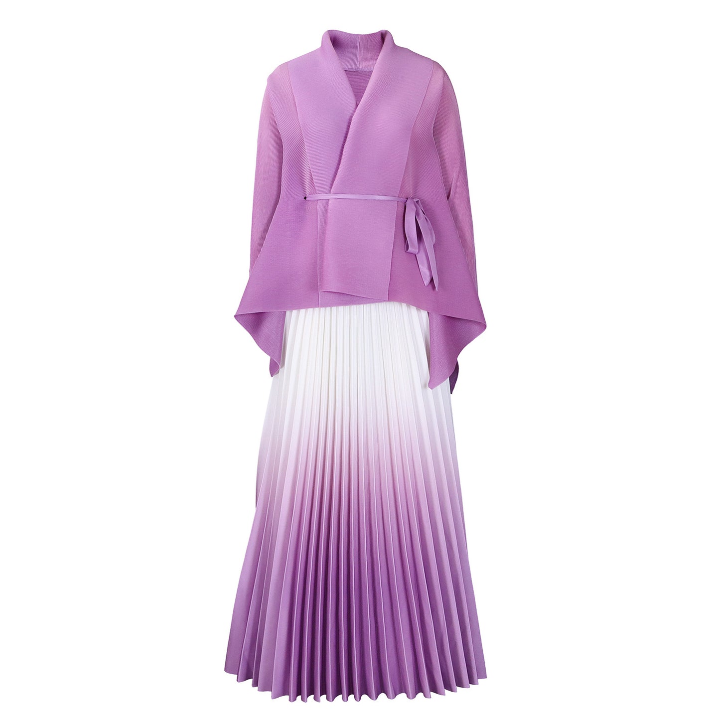 Women's Wear Autumn Large Fashionable Elegant Batwing Sleeve Gradient Color Two-piece Tops