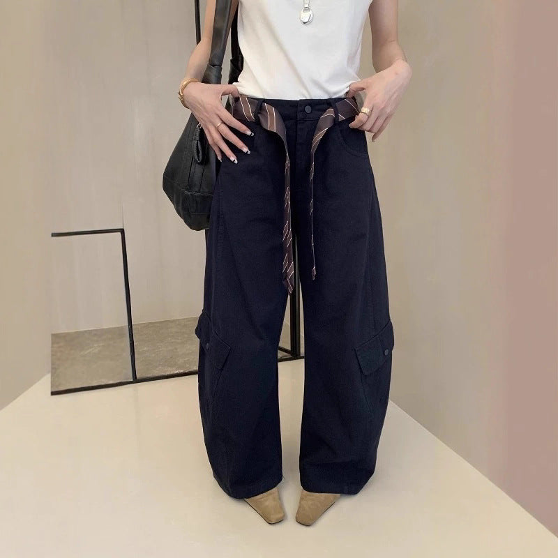 Italian Matchet Large Pocket Overalls Belt Jeans