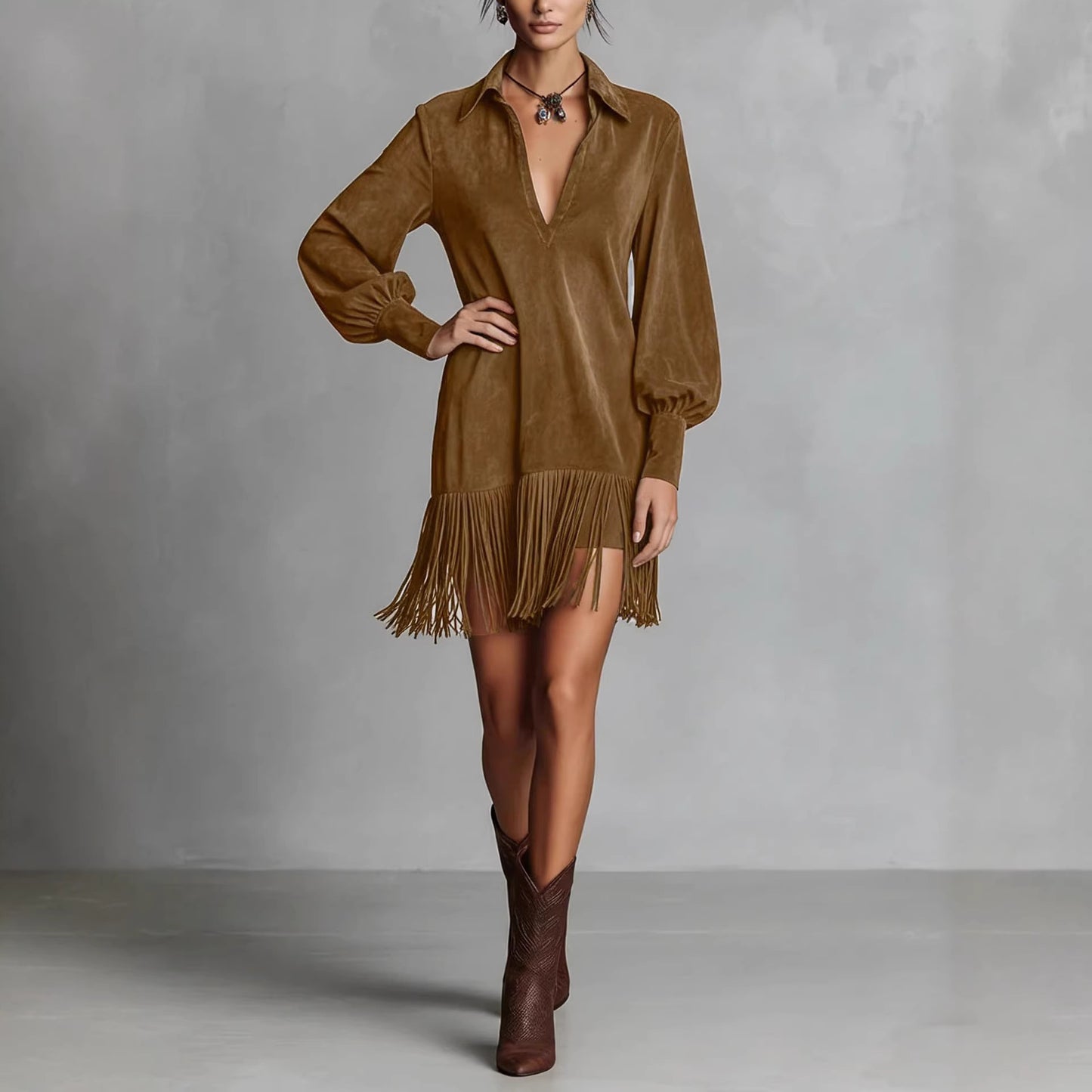 Western Style Elegant Trench Long-sleeved Black Beautiful Dress