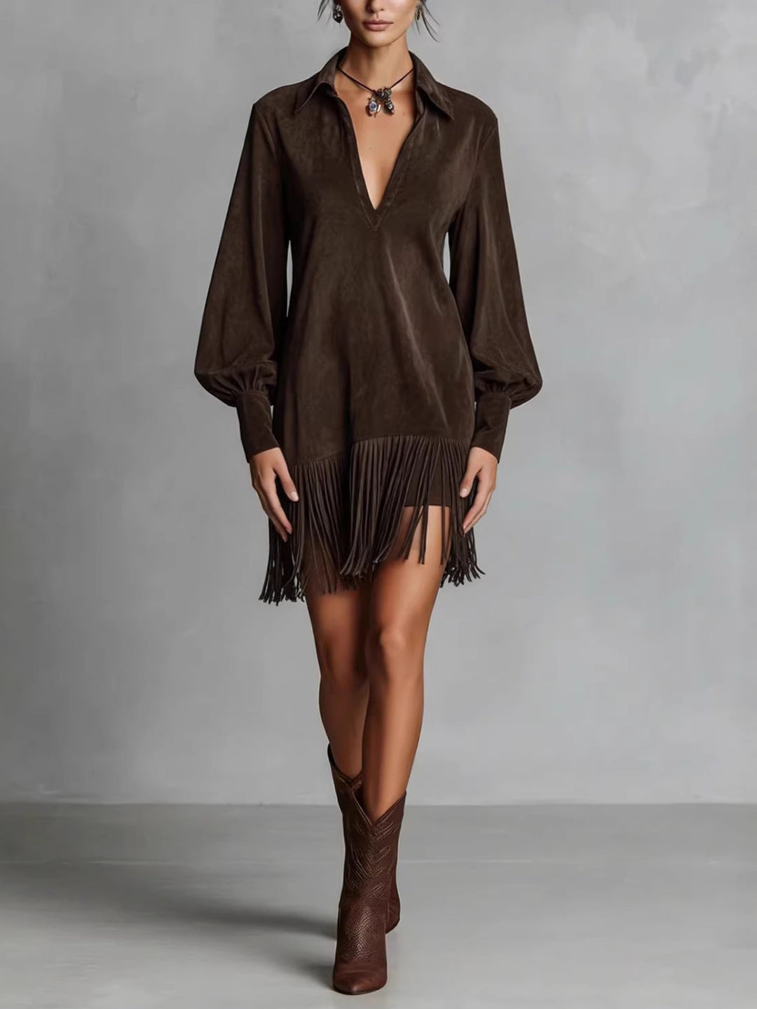 Western Style Elegant Trench Long-sleeved Black Beautiful Dress