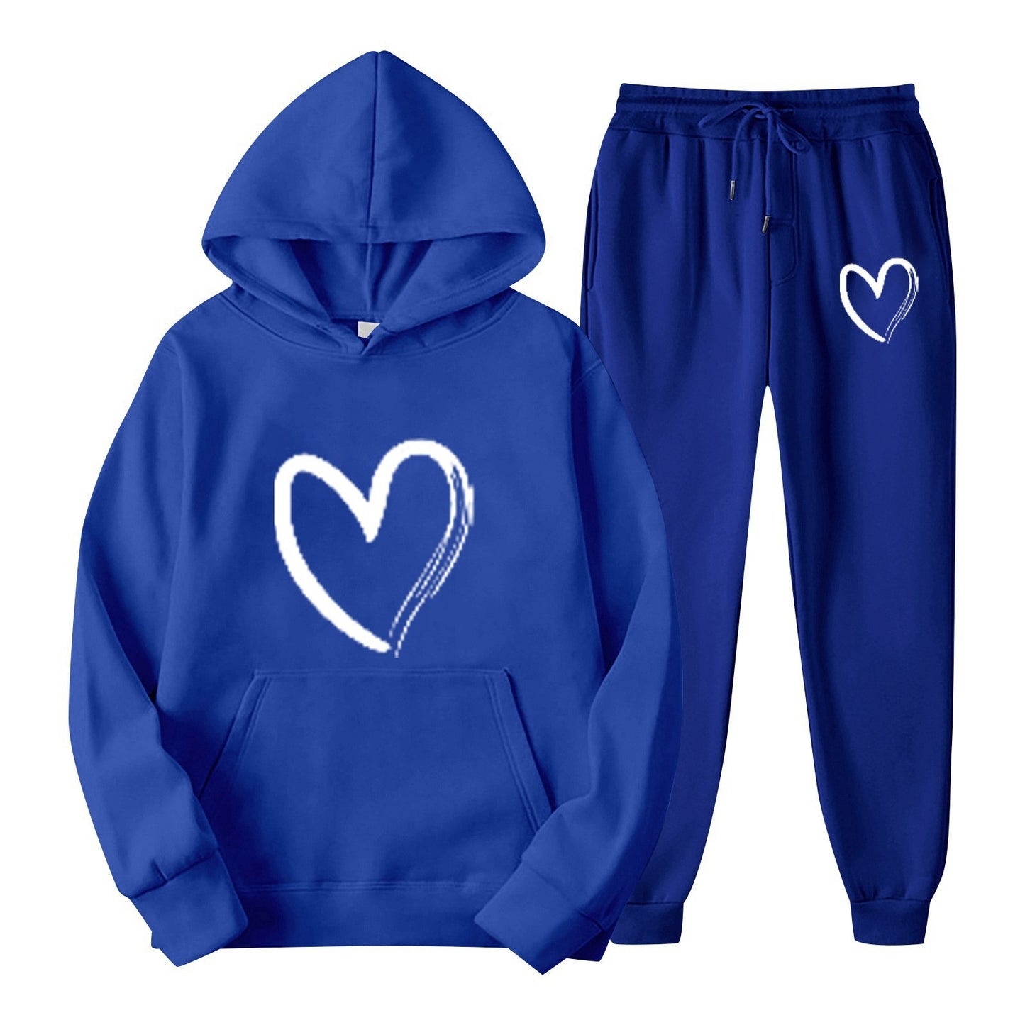 Women's Sports Printed Heart-shaped Solid Color Set Fashion Casual Suit