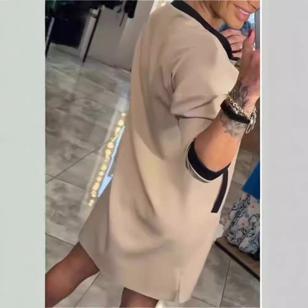 Stylish Women's Zipper Sleeve Temperament Leisure Dress