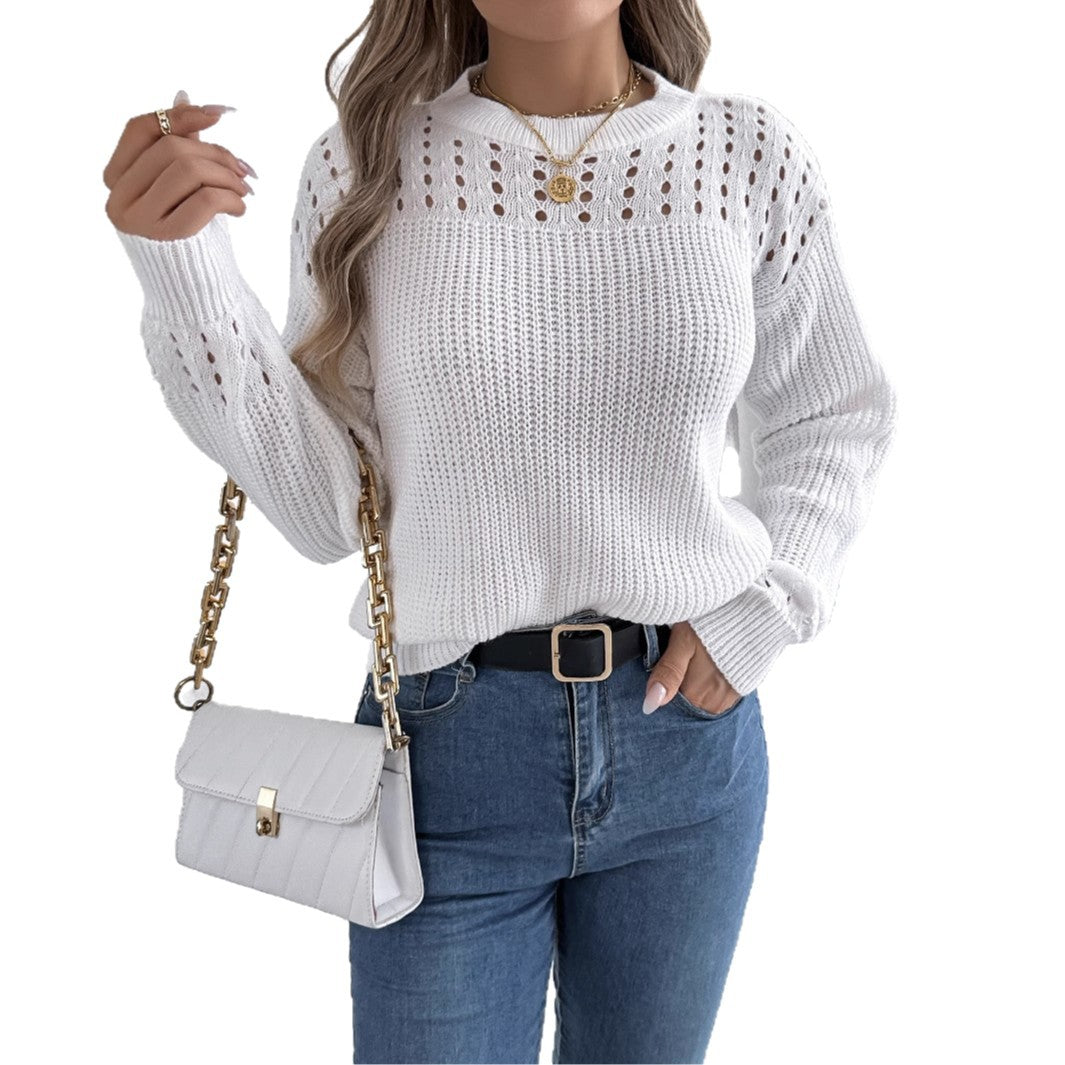 Women's Casual Solid Color Lantern Long Sleeve Sweater