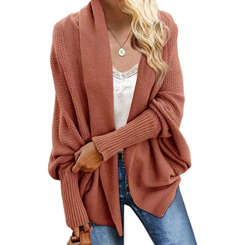 Glamorous Knitted Shawl Batwing Sleeve Oversized Sweater