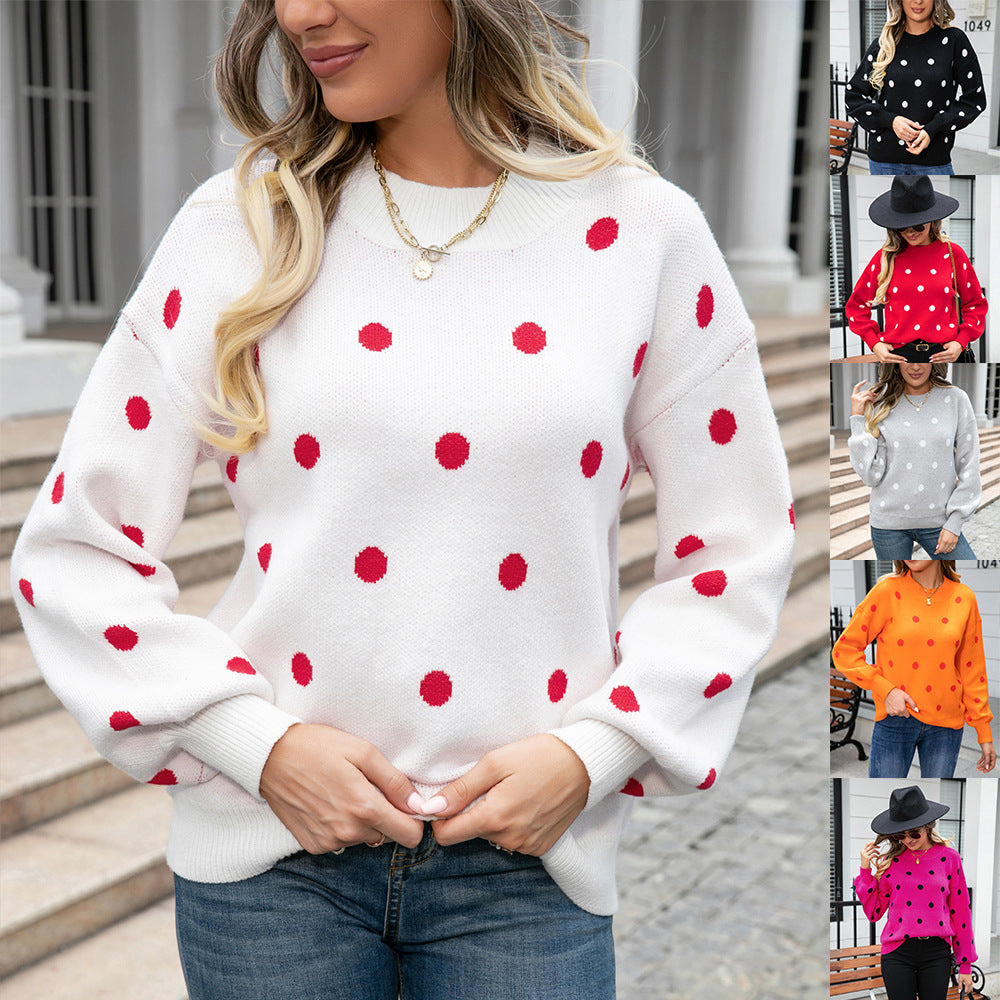 Charming Classic Unique Spring Dot Pullover Sweater