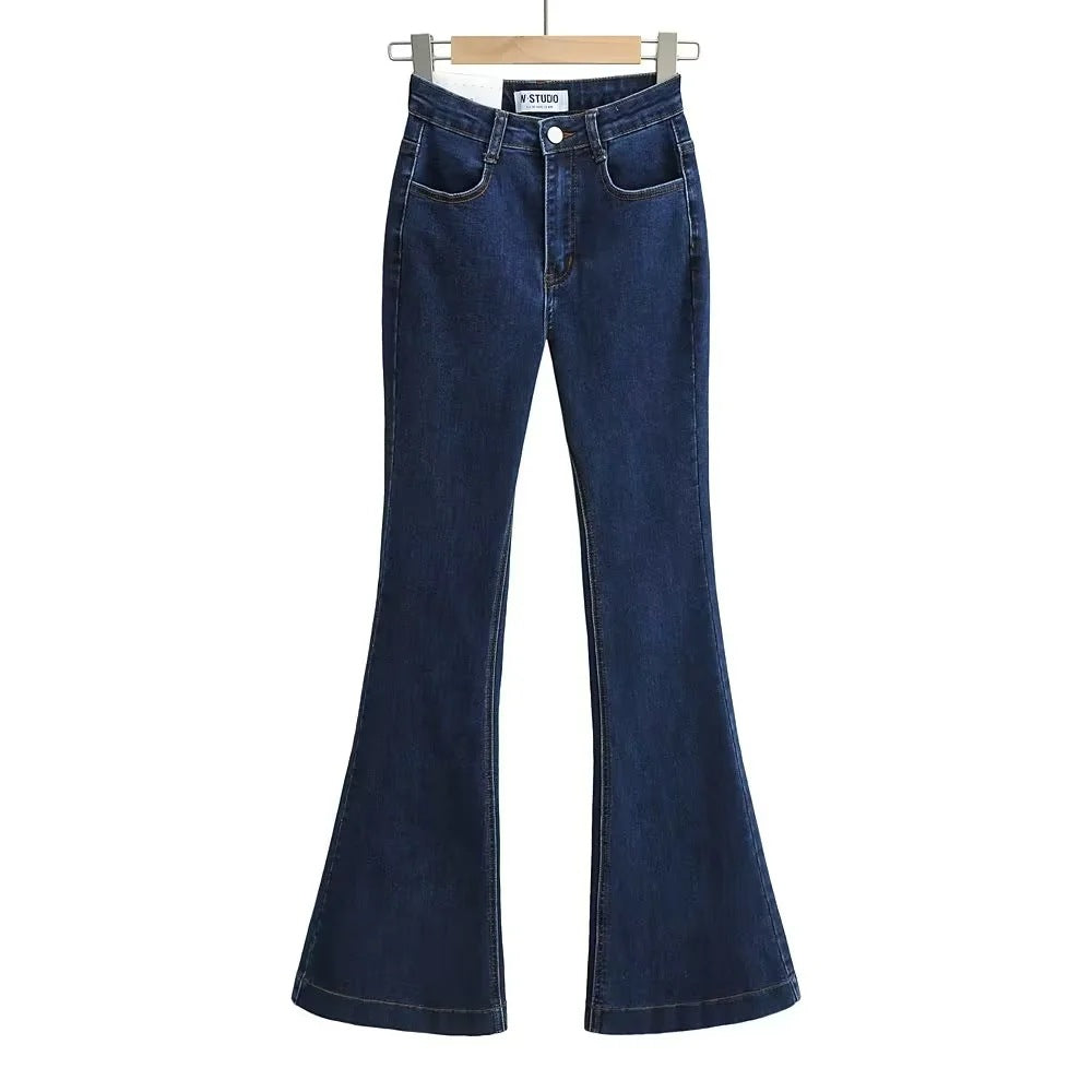 Women's Early Autumn High Waist Stretch Slim Fit Big Flared Jeans
