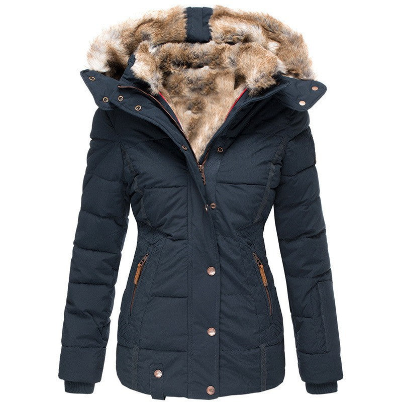 Women's Warm Fur Collar Cotton Clothes Zipper Coats