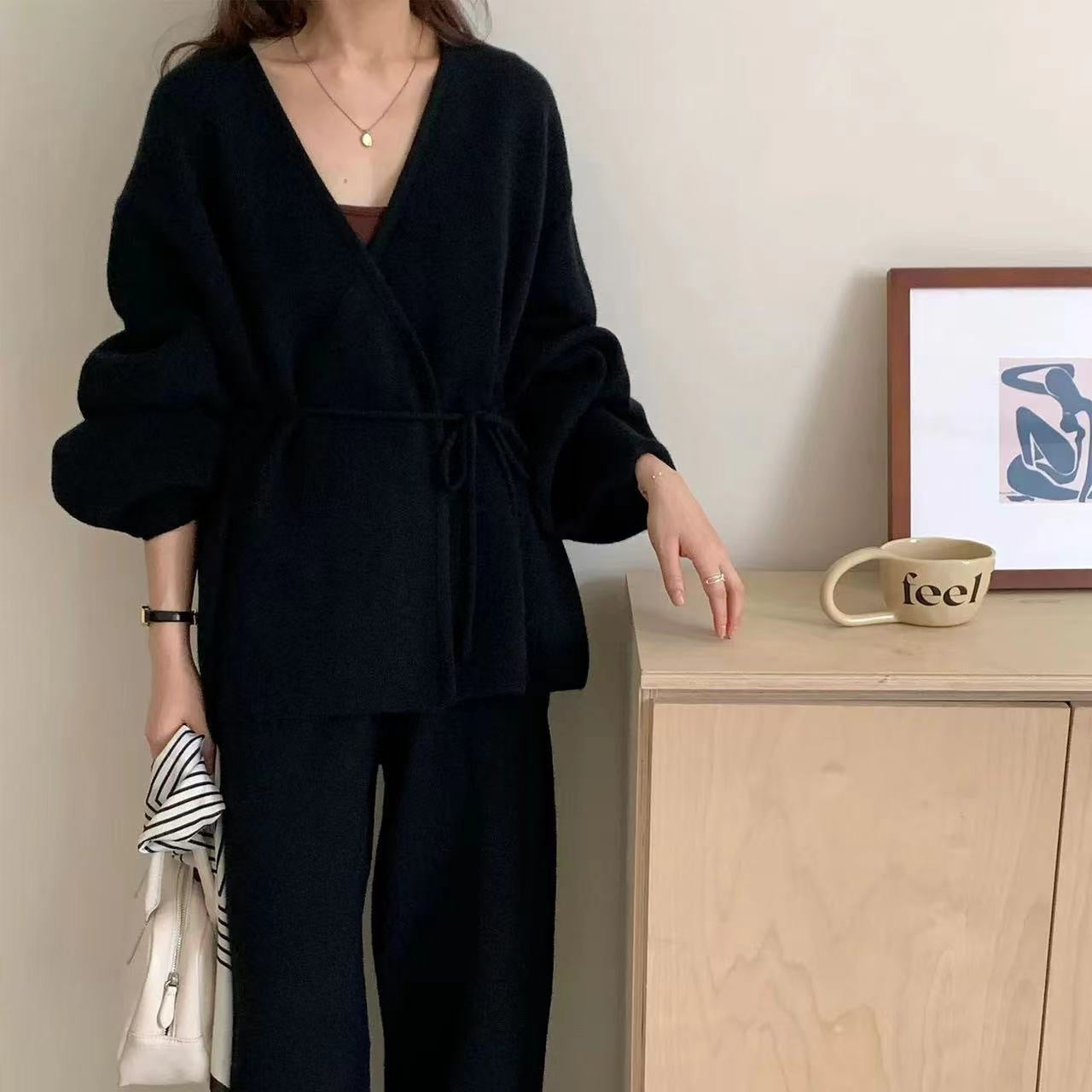 Women's Knitting Knitted Casual Two-piece Set Suits