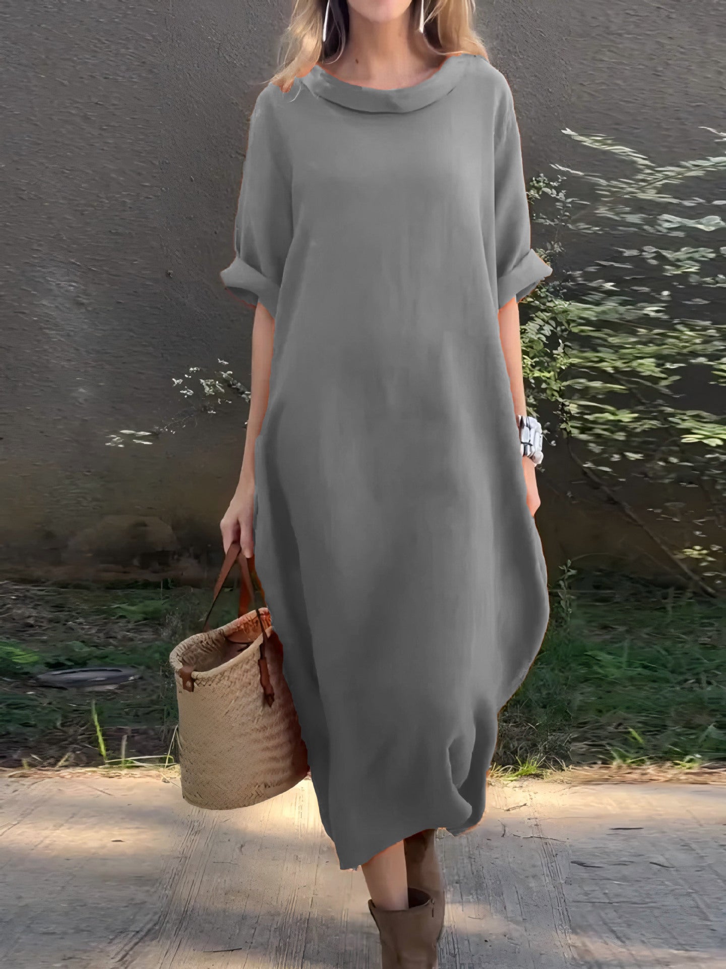 Women's Loose Round Neck Half Sleeve Large Plus Size
