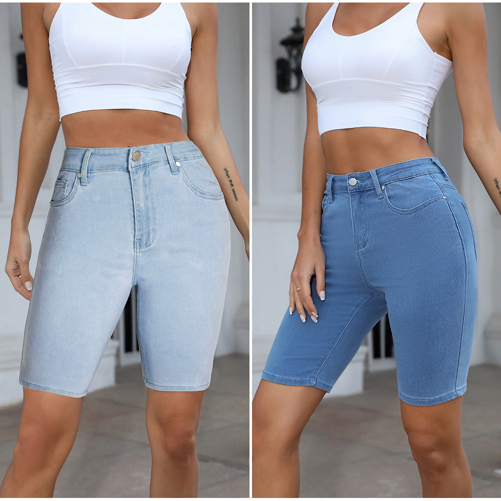 Women's Stretch Light-colored Denim Summer Fifth Jeans